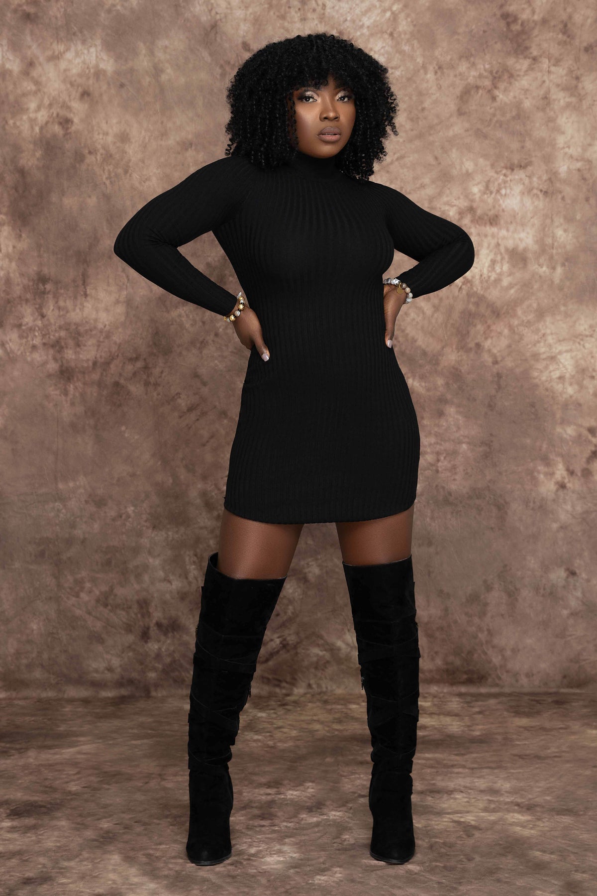 DARK AND LOVELY MINI SWEATER DRESS- BLACK House of Otelo DARK AND LOVELY MINI SWEATER DRESS- BLACK House of Otelo